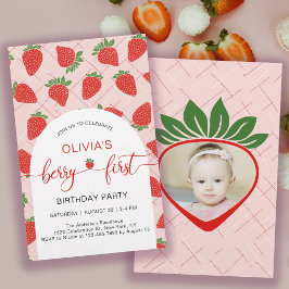 Budget Berry 1st First Birthday Party Invitation チラシ