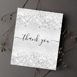 BUDGET Birthday silver glitter dust thank you<br><div class="desc">A feminine and elegant birthday thank you card. A faux silver metallic looking background color. With faux glitter dust. On front large hand lettered script and the text: Thank You. Back: Personalize and add Your thank you note and name. The name is written with a modern hand lettered style script...</div>