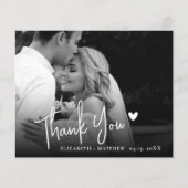 Budget Black and White Photo Wedding Thank You (正面)