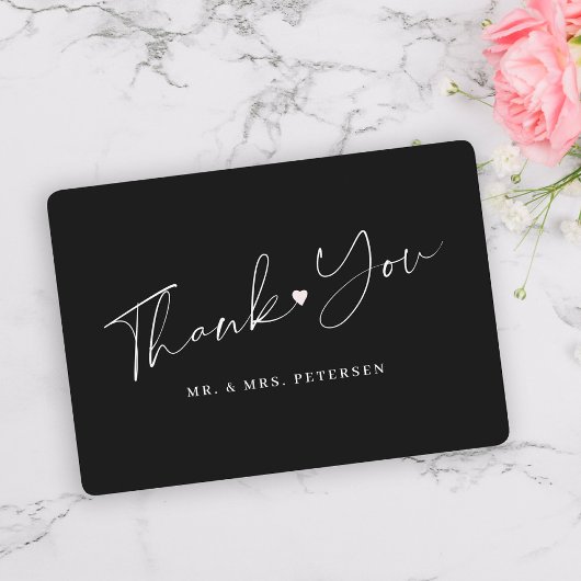 Budget black and white wedding thank you script ノートカード