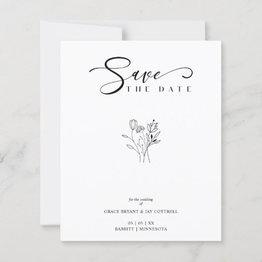 Budget Black Chic Trendy Wedding Wildflowers (正面)