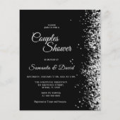 Budget Black Glitter Couples Shower Invitation (正面)