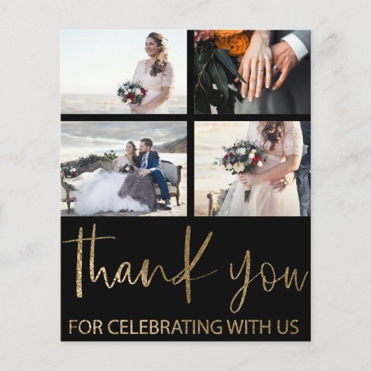 Budget Black/Gold 5 Photo Thank You Wedding (正面)