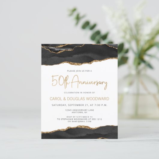 Budget Black Gold Agate 50th Anniversary Invite (スタンド正面)
