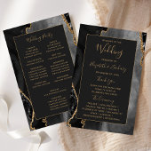 Budget Black Gold Agate Dark Wedding Program