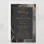 Budget Black Gold Agate Dark Wedding Program (正面)