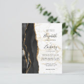 Budget Black Gold Agate Marble QR Code Wedding (スタンド正面)