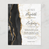 Budget Black Gold Agate Marble QR Code Wedding (正面)