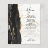 Budget Black Gold Agate Marble Wedding Menu (正面)