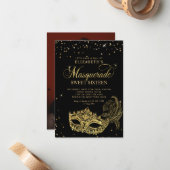 BUDGET Black Gold Masquerade Sweet 16 Photo ノートカード (正面/裏面インサイチュ)