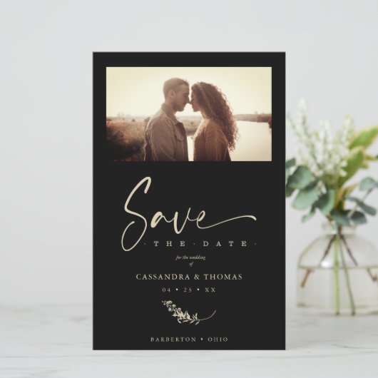 Budget Black Trendy Branches Wedding Photo Couple (スタンド正面)