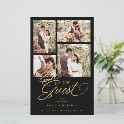 Budget Black Trendy Collage 4 Photos Luxury Script (スタンド正面)