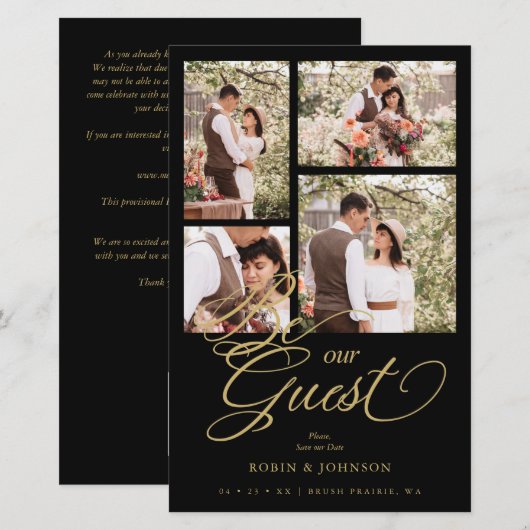 Budget Black Trendy Collage 4 Photos Luxury Script (正面/裏面)