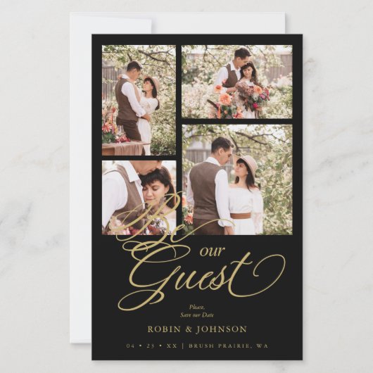 Budget Black Trendy Collage 4 Photos Luxury Script (正面)