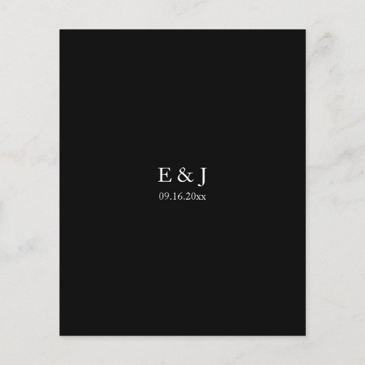 Budget Black Wedding Modern Chic Minimalist Simple (裏面)