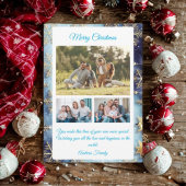 Budget Blue Christmas Plaid  3 Photo Holiday Card シーズンカード