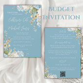 Budget Blue Floral Hydrangea Elegant Wedding 招待状