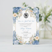 Budget Blue Florals Bridgerton Birthday Party 招待状 (スタンド正面)
