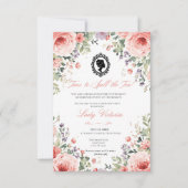 Budget Blue Florals Bridgerton Birthday Party 招待状 (正面)