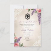 Budget Blue Florals Bridgerton Birthday Party 招待状 (正面)