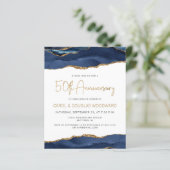 Budget Blue Gold Agate 50th Anniversary Invitation (スタンド正面)