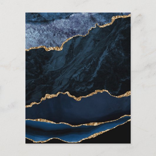 Budget Blue Gold Agate 50th Anniversary Invitation (裏面)