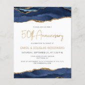 Budget Blue Gold Agate 50th Anniversary Invitation (正面)