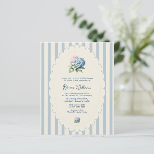 Budget Blue Hydrangea Coastal Stripe Bridal Shower (スタンド正面)