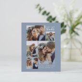 BUDGET Blue Photo Collageの結婚サンキューカード (スタンド正面)