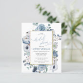 Budget Blue Rose Flowers Bridal Shower Invitation (スタンド正面)