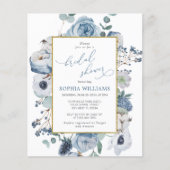 Budget Blue Rose Flowers Bridal Shower Invitation (正面)