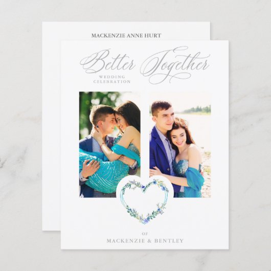 Budget Blue Shades Grey Floral Heart 2 Photos (正面/裏面)