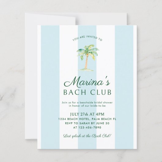 BUDGET Blue Stripes Beach Bach Club Bridal Shower (正面)