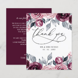 Budget Blush Burgundy Wedding Thank You Card