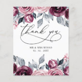 Budget Blush Burgundy Wedding Thank You Card (正面)