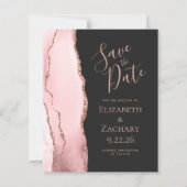 Budget Blush Pink Agate Rose Gold Save the Date (正面)