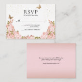 BUDGET Blush Pink Floral Butterfly Quinceanera エンクロージャーカード (正面/裏面)