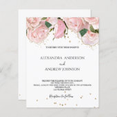 Budget Blush Pink Gold Floral Wedding Invitation (正面/裏面)