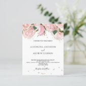Budget Blush Pink Gold Floral Wedding Invitation (スタンド正面)