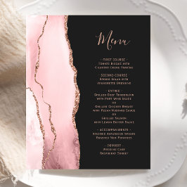 Budget Blush Rose Gold Agate Dark Wedding Menu
