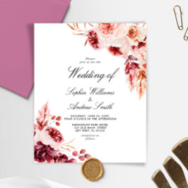 Budget Bohemian Elegant Rustic Wedding Invitation