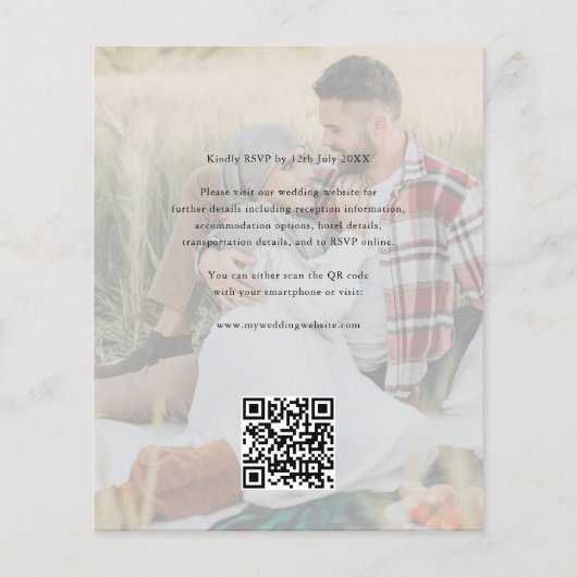 Budget Bohemian Garden QR Code Photo Wedding Flyer チラシ (裏面)