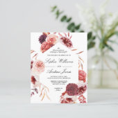 Budget Bohemian Marsala Rose Wedding Invitation (スタンド正面)
