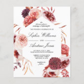 Budget Bohemian Marsala Rose Wedding Invitation (正面)
