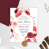 Budget Bohemian Marsala Rose Wedding Invitation