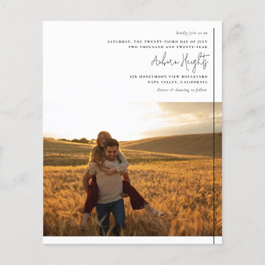 Budget Bohoスクリプトタイポグラフィ2枚の結婚写真 (裏面)