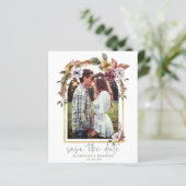 Budget Bohoフローラアーチ写真Save the Date (スタンド正面)