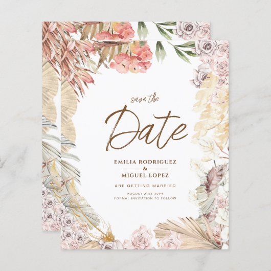 BUDGET BOHO結婚式の招待デジタルダウンロード (正面/裏面)