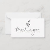 Budget Boho Heart Script Wedding Thank You ノートカード (正面)