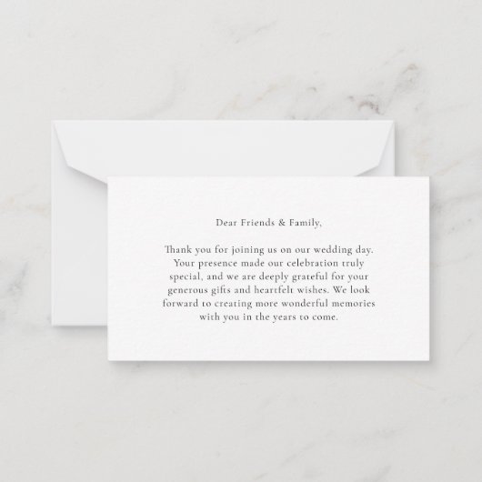 Budget Boho Heart Script Wedding Thank You ノートカード (裏面)